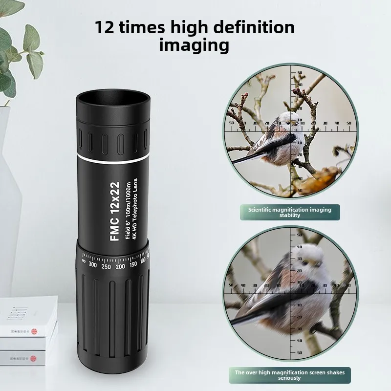 12x22 HD أحادي تلسكوب صغير محمول الهاتف المحمول تلسكوب مع حامل التخييم في الهواء الطلق الصيد مراقبة الطيور التلسكوبات