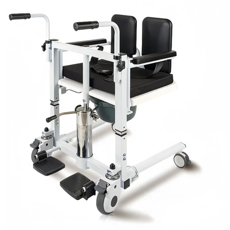 Strong Bearing Capacity Hydraulically Patient Transport Transfer Chair Commode Chair for Elderly