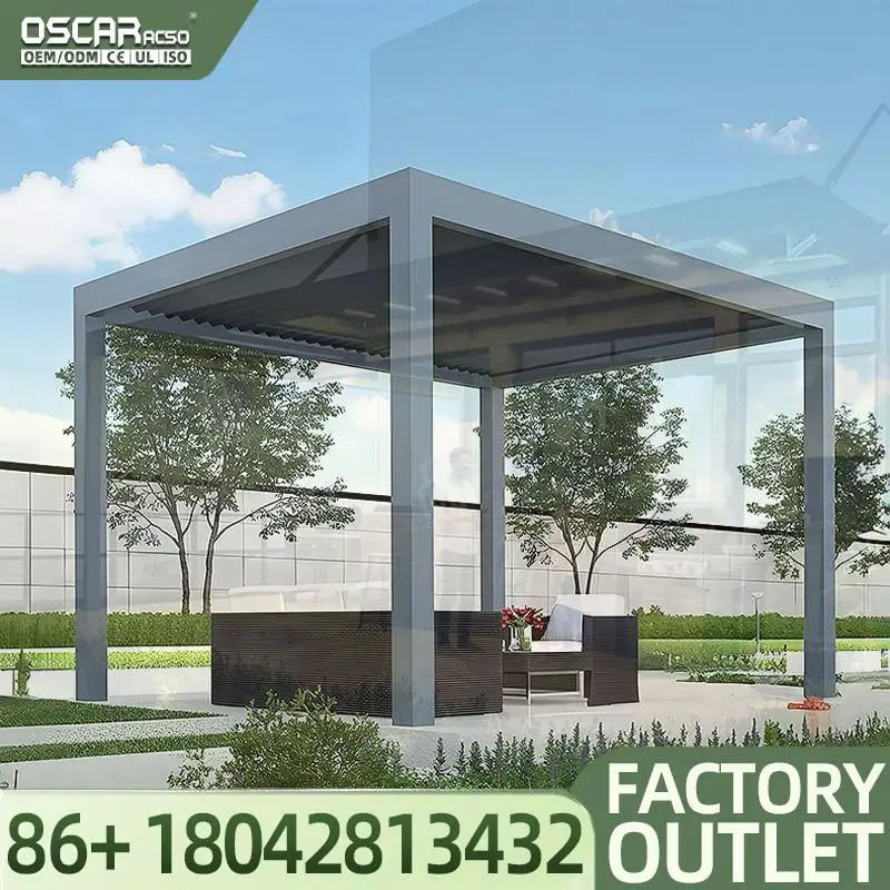 3m X 6m Bioclimatic  Aluminum 5 X 3m Powder Coated Frame Pressure Treated Wood Nature Friendly for Garden Patio Backyard Pergola