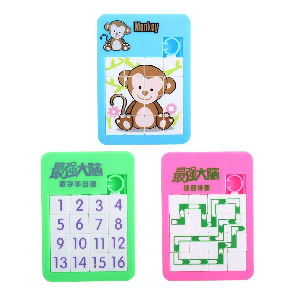 Novelty 16 Grid Maze Puzzle Toy Cartoon Animal Sliding Puzzle Mini Game Competitive Gift Interesting Smart Puzzle Random Style