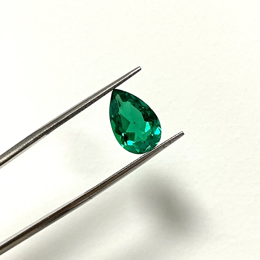 6x8mm-10x14mm Lab Grown Green Pear Emerald Idrothermico Colombia Inclusione Pietra preziosa per la creazione di gioielli Certificato GRA