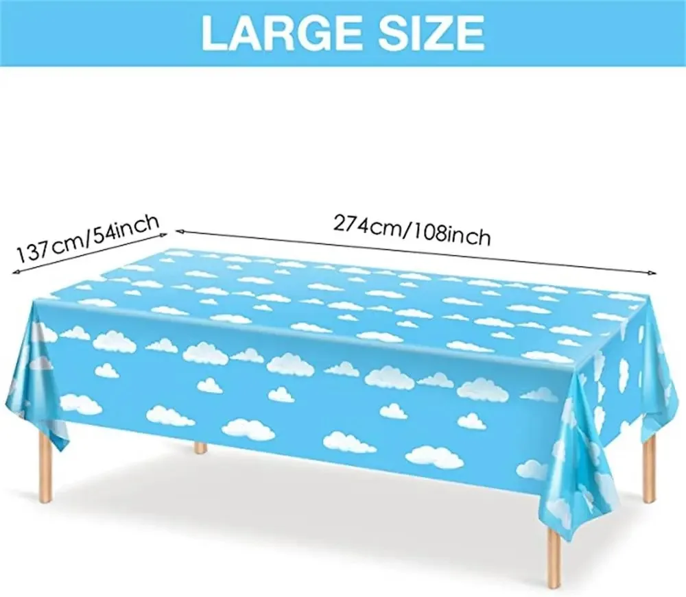 Blue Cloud Tablecloth Festive Party Decoration PE Tablecloths One-time Wholesale for Scene Setup