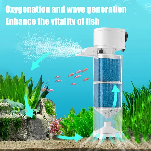 6in1 Aquarium Filter Pump Fish Tank Submersible Silent Air Oxygen Aerator Internal Water Pump Aquarium Air Pump Wave Maker 220v