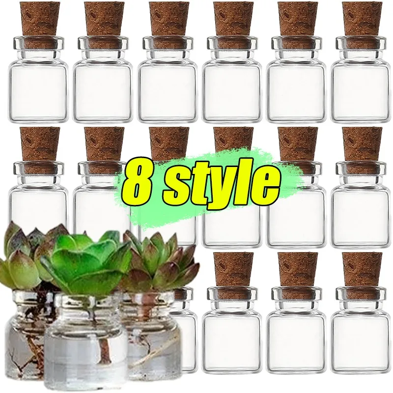 10-50 Piezas de Botellas de Vidrio Pequeñas con Corcho, Frascos de Vidrio Vacíos Pequeños, Viales de Arte y Manualidades, Botellas Transparentes para Deseos, Regalos para Fiestas de Cumpleaños