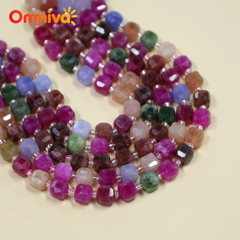 Faceted Tourmaline agate Natural Stone Loose Handmade beads DIY Accessories charm Bracelets For Making 15 '' Wholesale 6/8/10MM