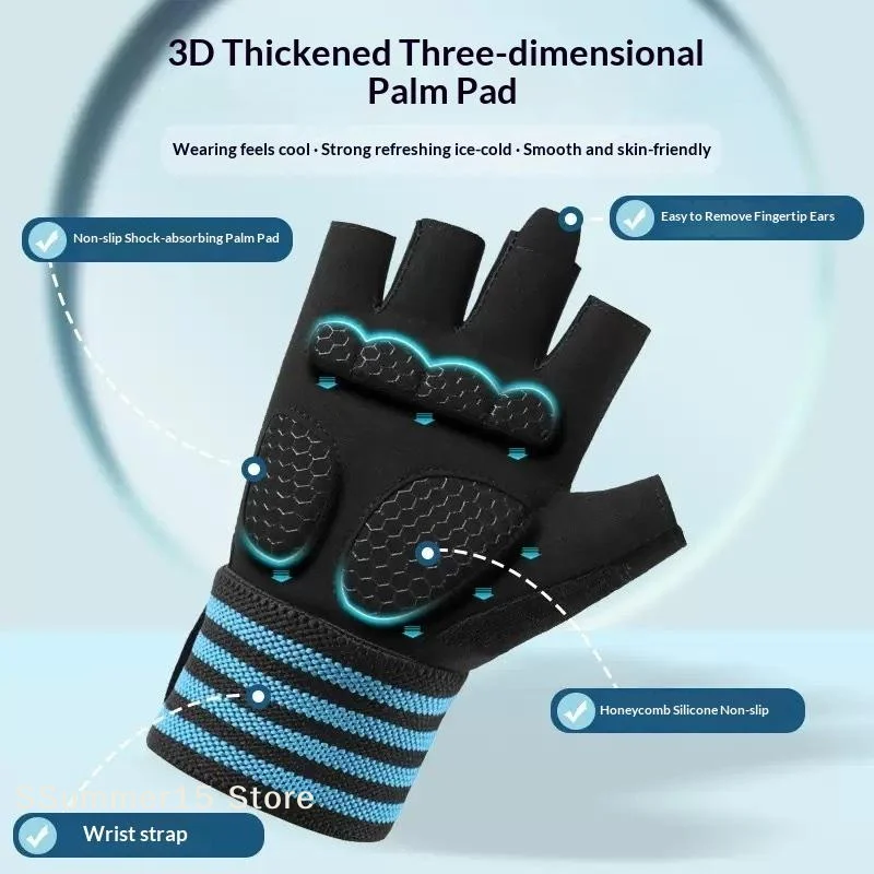 【R】1Pair Body Building Gym Training Fitness Weight Lifting Gloves Wrist Wraps Workout Half Finger For Men And Women