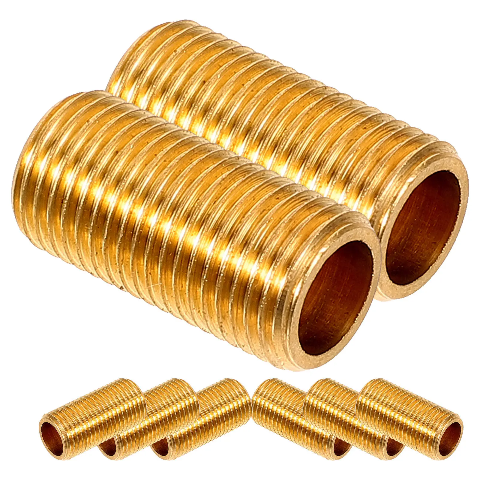 8Pcs M10 Brass Lamp Pipe Hollow Threaded Connecting Rod for Chandelier Lighting Fixture DIY Repair Hardware Extension Coupling