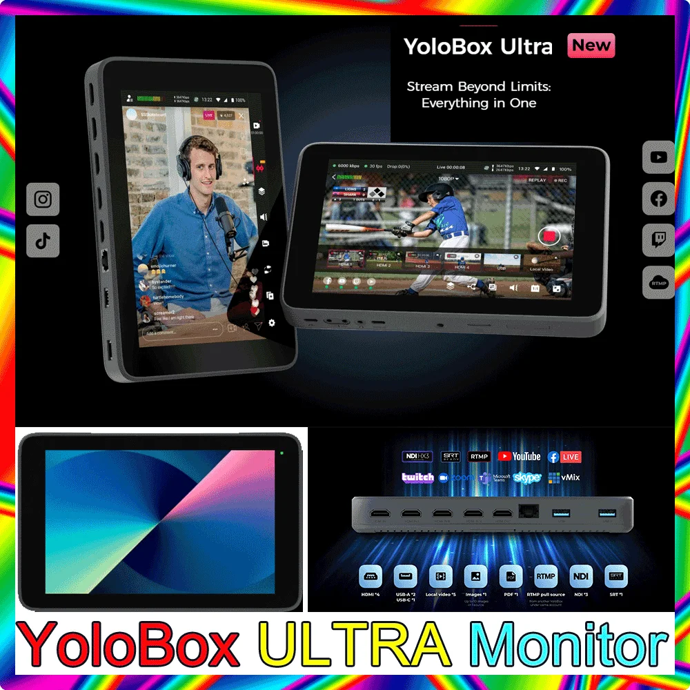 YoloLiv YoloBox Ultra, The Ultimate All-in-one Horizontal/Vertical Live Streaming Equipment Switcher Monitor Encoder Recorder, f