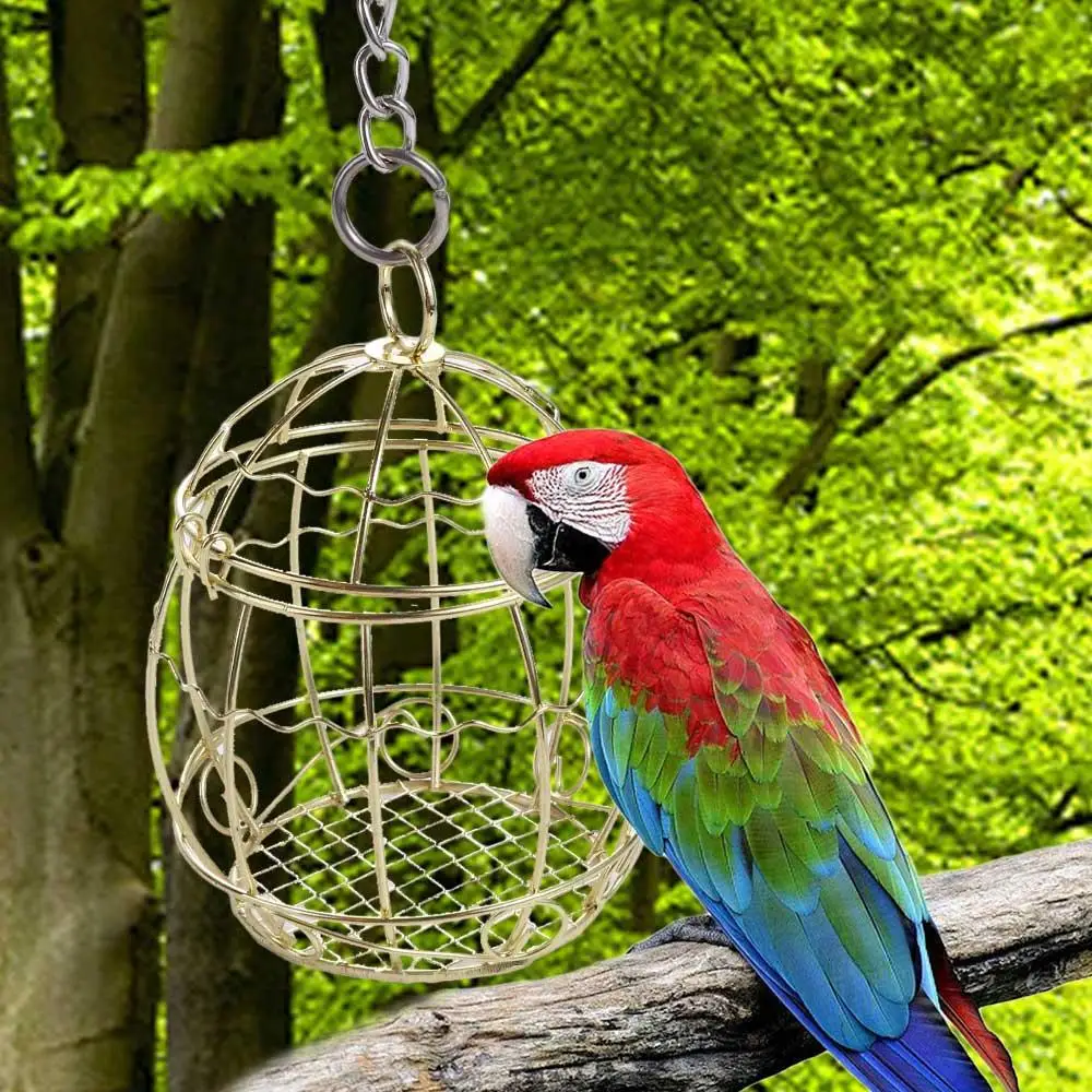 Bird Shredder Toys Stainless Steel Cage Feeder Parrot Foraging Millet Container Pet Accessories