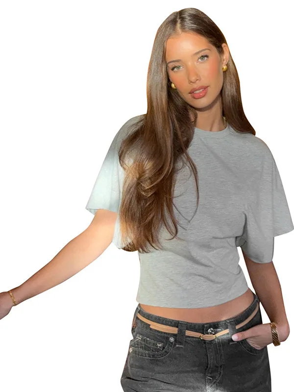 เสื้อผ้าแฟชั่นผู้หญิงทรงหลวม แขนห้าส่วน คอกลม สีน้ำตาลอ่อน ผ้าโพลีเอสเตอร์ คอลเลคชั่นฤดูหนาว สไตล์ยุโรป