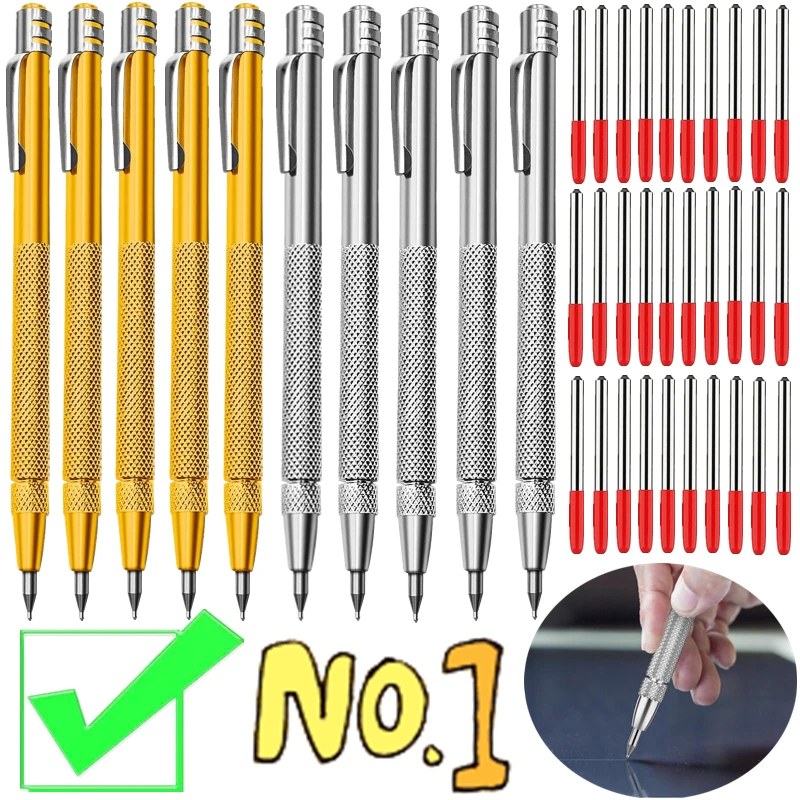 Newest Diamond Tile Marking Pen Set,Precision Metalworking Woodworking Tools For Cutting Punching Glass Tiles Utility Knife Pen