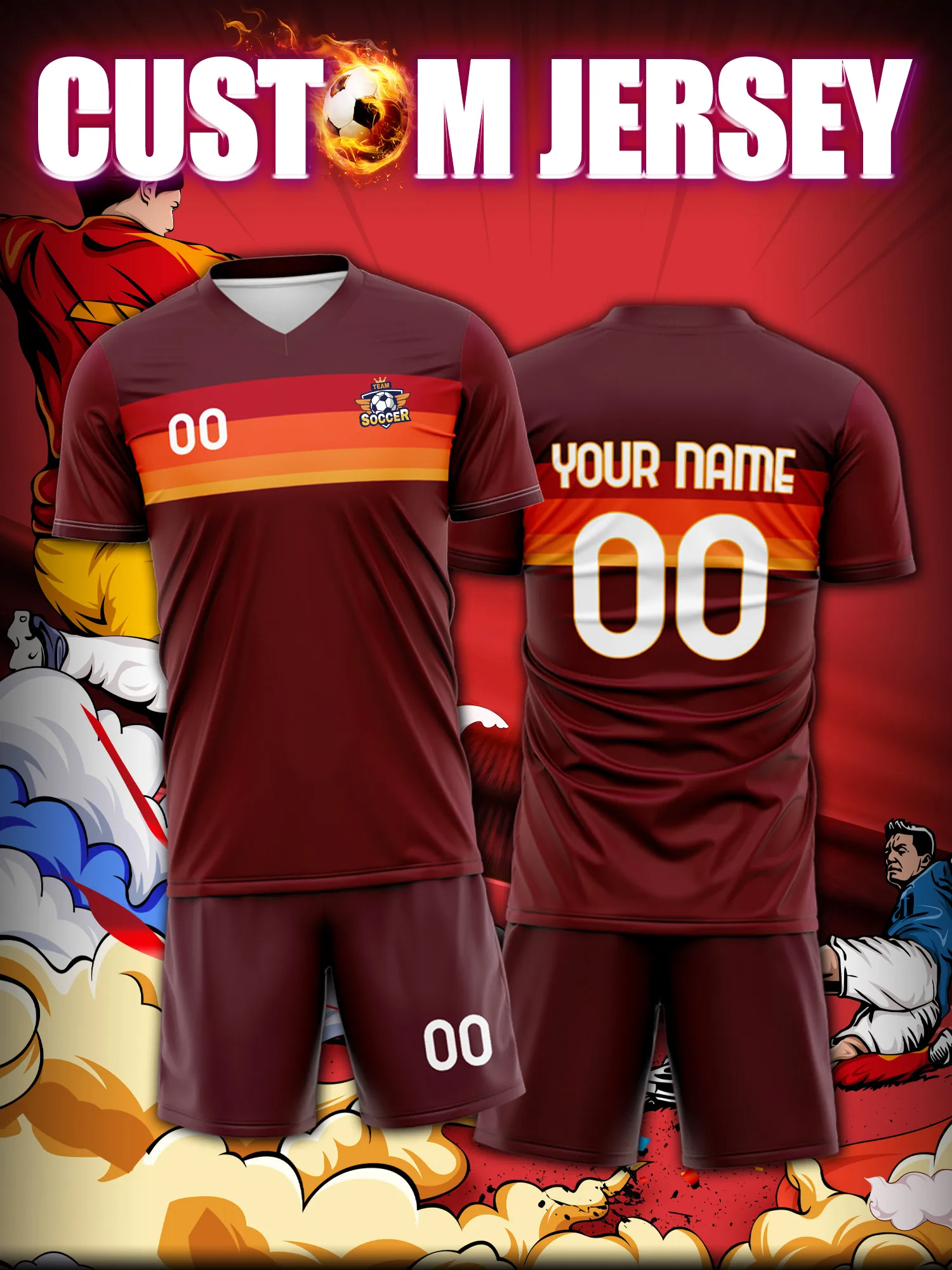 2026 Men's and Women's Customized Name and Number Sports V-Neck Jerseys, Quick-Drying, Fashionable, Sublimation Technology