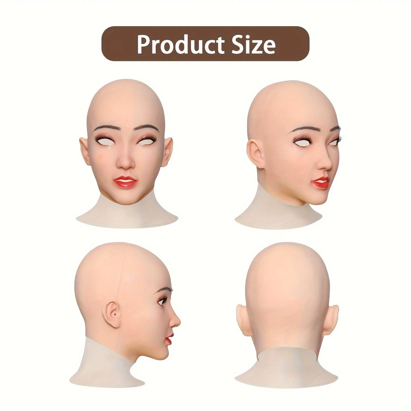 Female Realistic Silicone Crossdresser Face Cosplay Halloween Fancy Dress Funny Silicone Face Toy