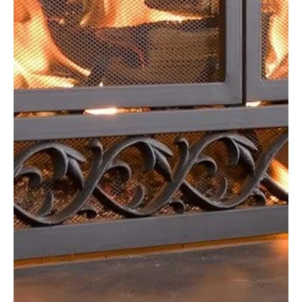 40-Year-Old Madison Scrollwork Fireplace Screen Double-Door Spark Guard Grate Cover Wood Stove Accessories 44" x 33" Quality