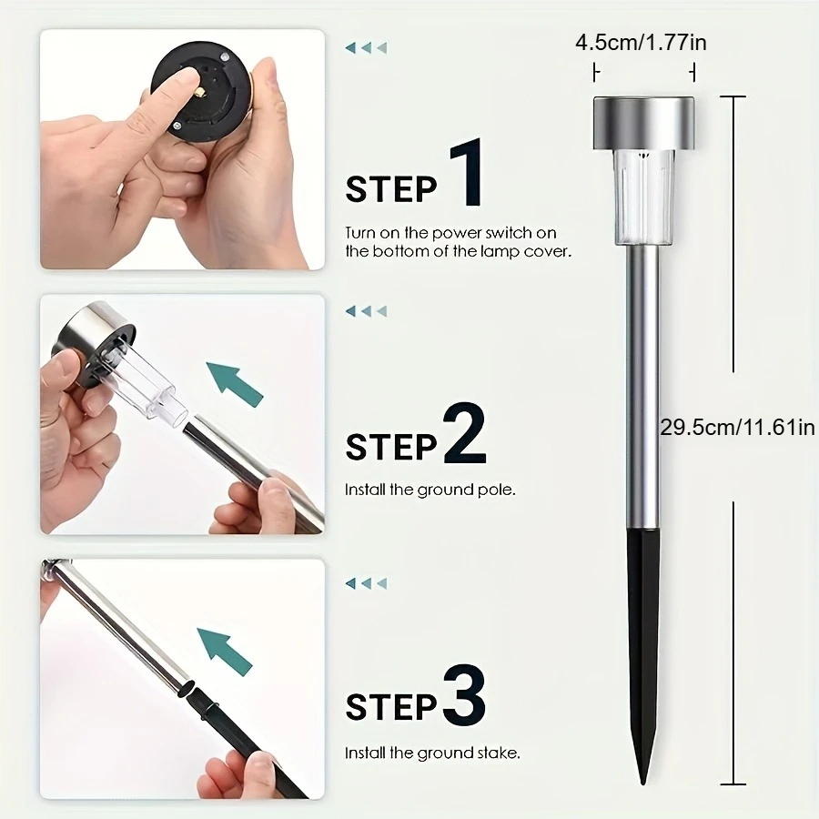 Confezione da 10 luci solari per percorsi Luci da giardino paesaggistiche per esterni Luci da giardino impermeabili per la decorazione della villa del cortile del marciapiede