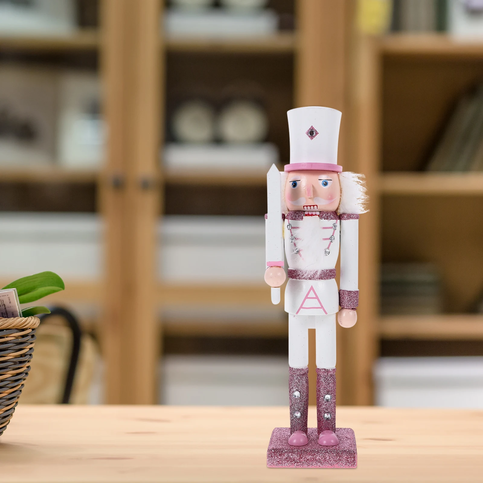 

Wooden Nutcracker Decoration Xmas Christmas Ornament for Tabletop Home Hotel Restaurant Coffee Shop Party Decor Craft