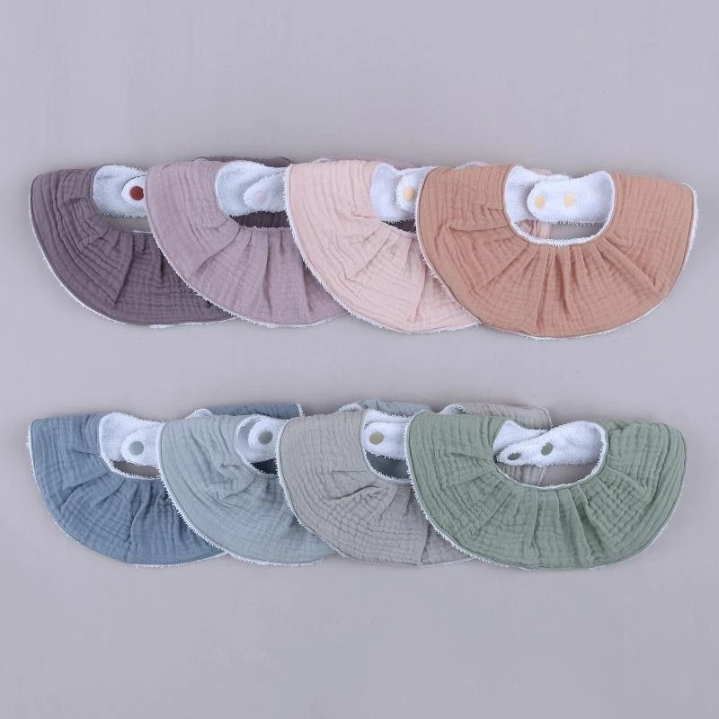 J15u musselina decoração absorvente babador bebê toalha saliva cor sólida alimentação pano arroto ajustável
