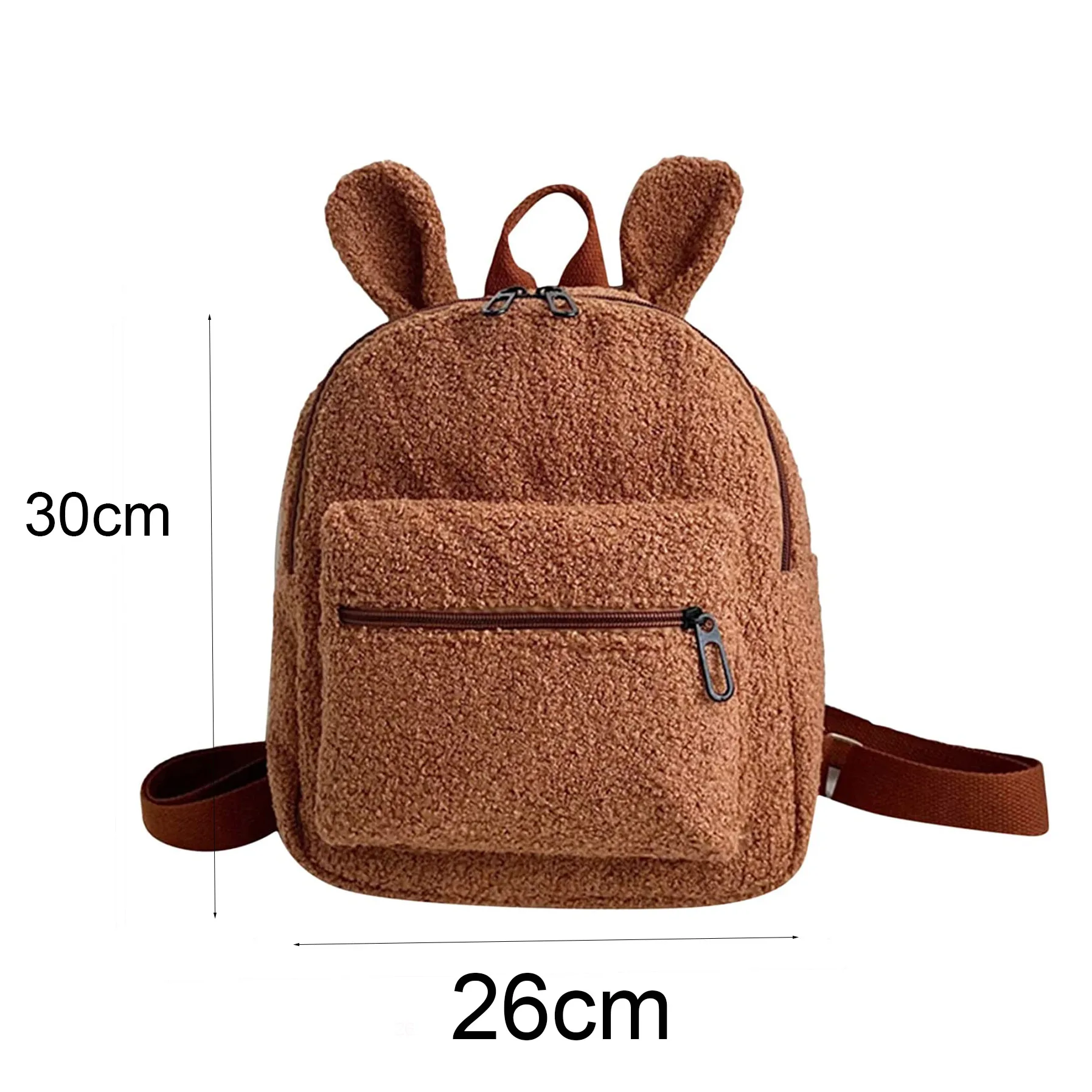 Personalised Embroidery Fuzzy Rabbit Backpack Fluffy Plush School Bag With Bunny Ears Zipper-Open Plush Shoulder Bag For Girls