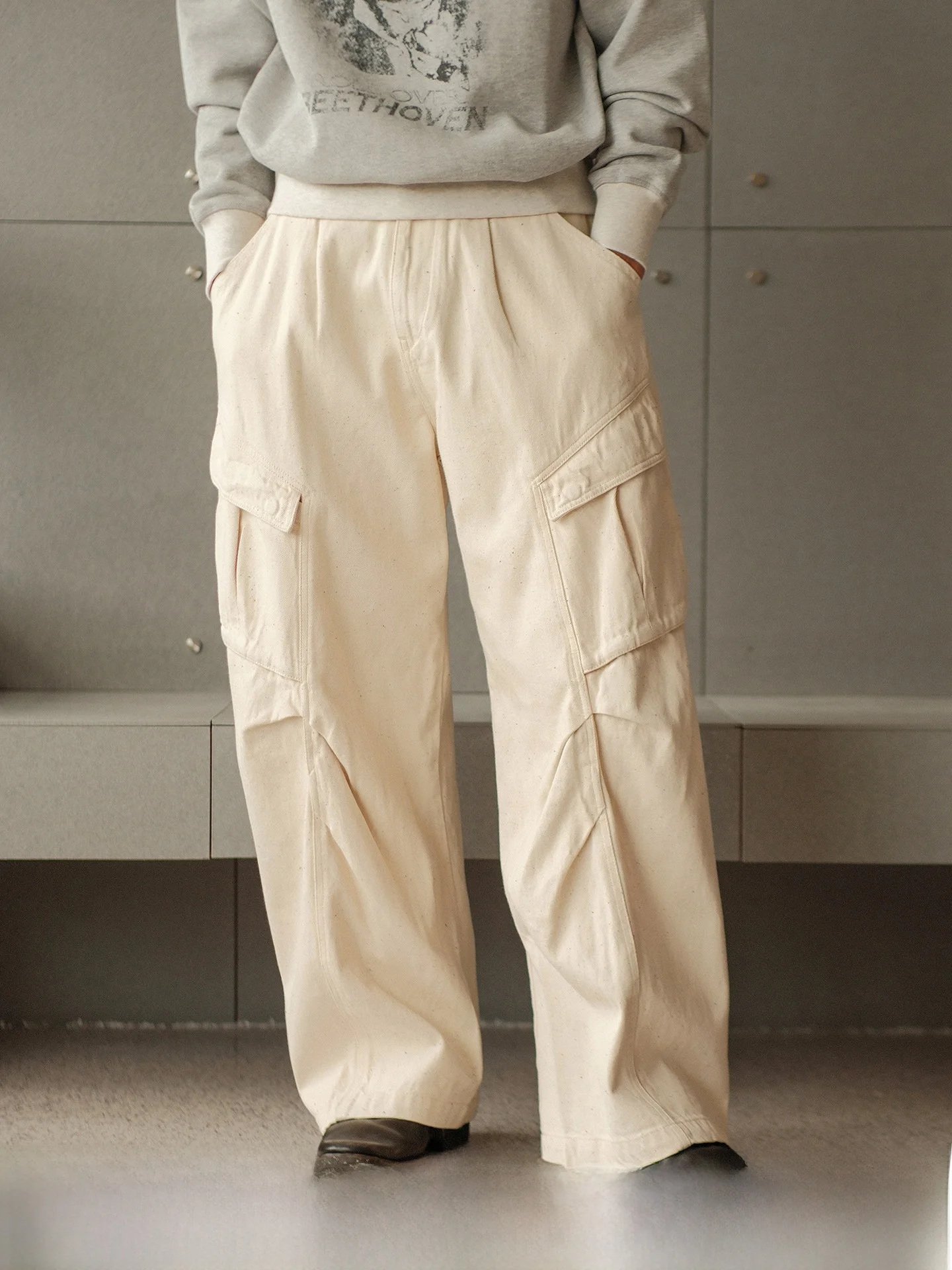 

MBBCAR Молодежные повседневные широкие брюки-карго с высокой талией, хлопковые джинсовые брюки белого цвета с узким поясом для повседневной носки