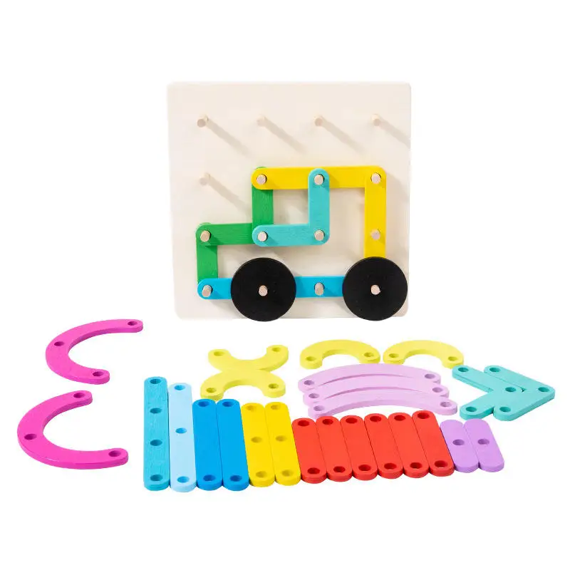 baby puzzle Early education board various shapes freely assemble pillar wood toys hands brains practice color Kindergarten