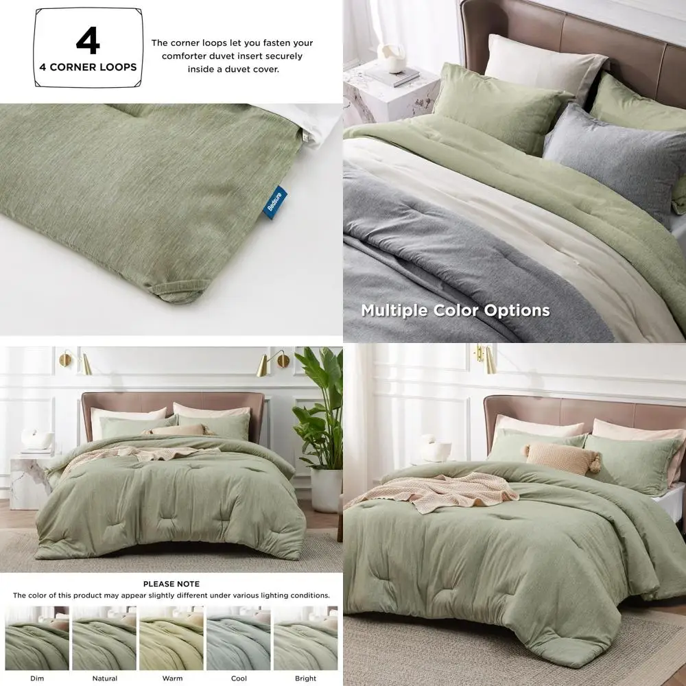 

Olive Green Oversized King Comforter Set - 3-Piece Cationic Dyed Bedding with Pillow Shams