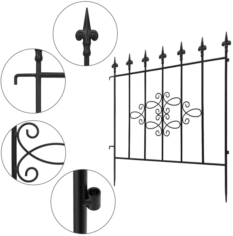 Clôture de jardin décorative pour jardin et maison, panneau métallique antirouille, bordure en fil de fer à bord pliant, extérieur