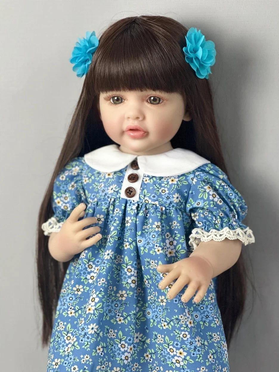 BZDOLL 55 CM Soft Full Silicone Reborn Baby Girl Doll Toy Lifelike 22 Inch Princess Toddler Art Bebe Birthday Gifts for Child