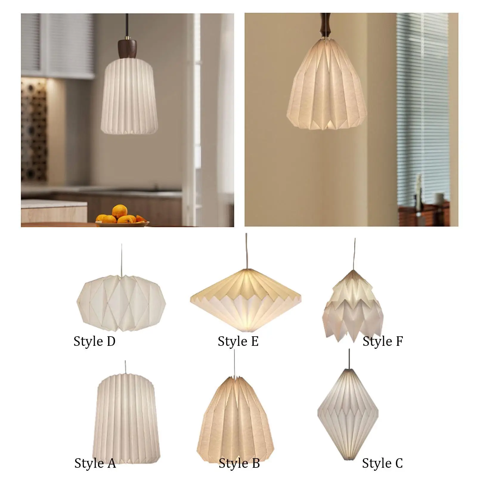 Pleated Origami Paper Pendant Lamp Shade Foldable Ceiling Lighting Cover for Office Hotel Bedroom