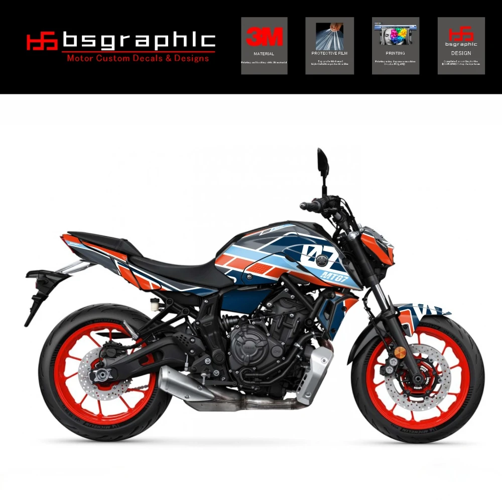 

For Yamaha Mt-07 MT07 2021-2024 23 22 Motorcycle Body Fairing Protective Sticker Decal Street Bike Player Graphic Kit Grey