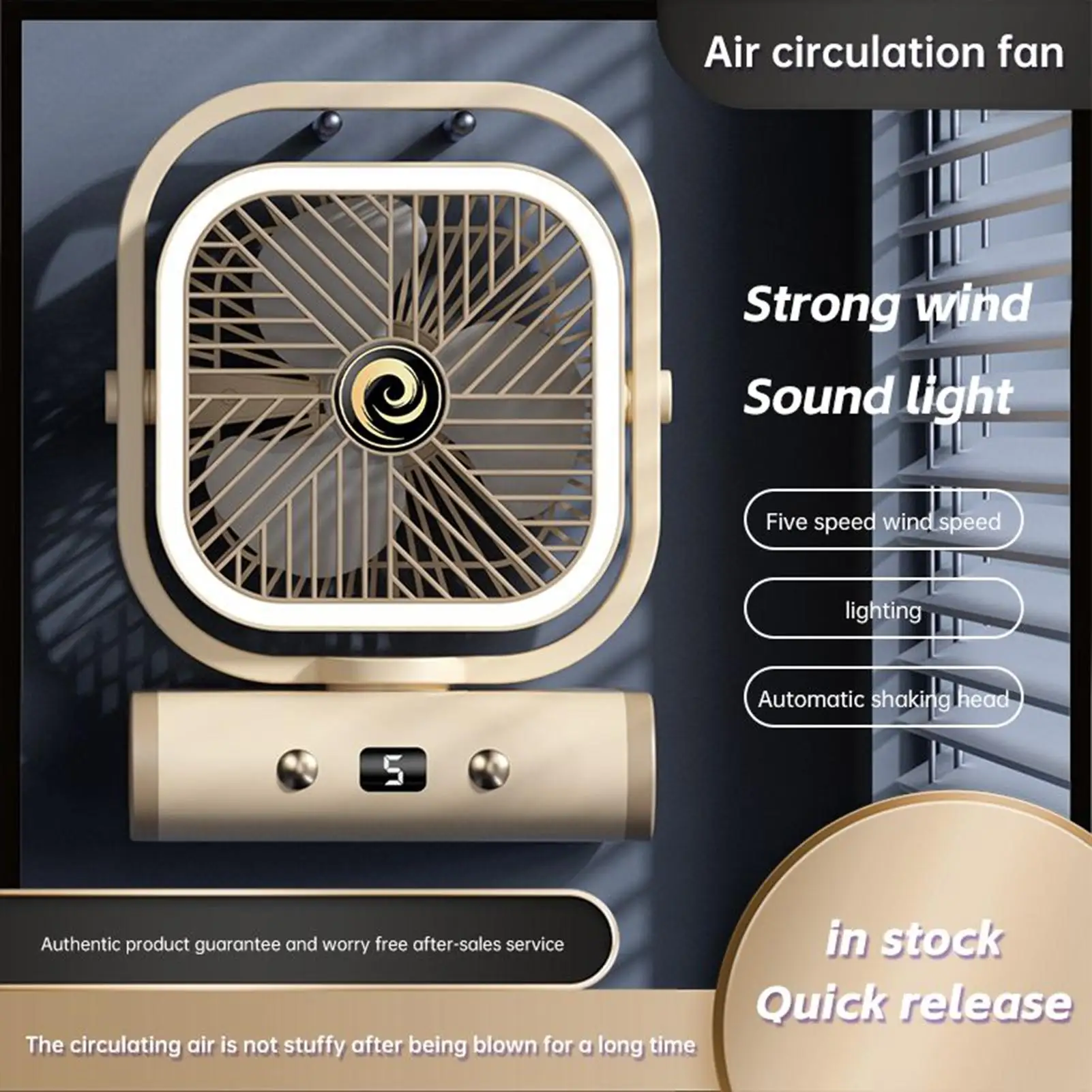 Desk Fans Small Quiet Quiet Portable Fan Powerful Cooling 5 Speeds Rechargeable Air Cooler with Night Light Adjustable Tilt Cool