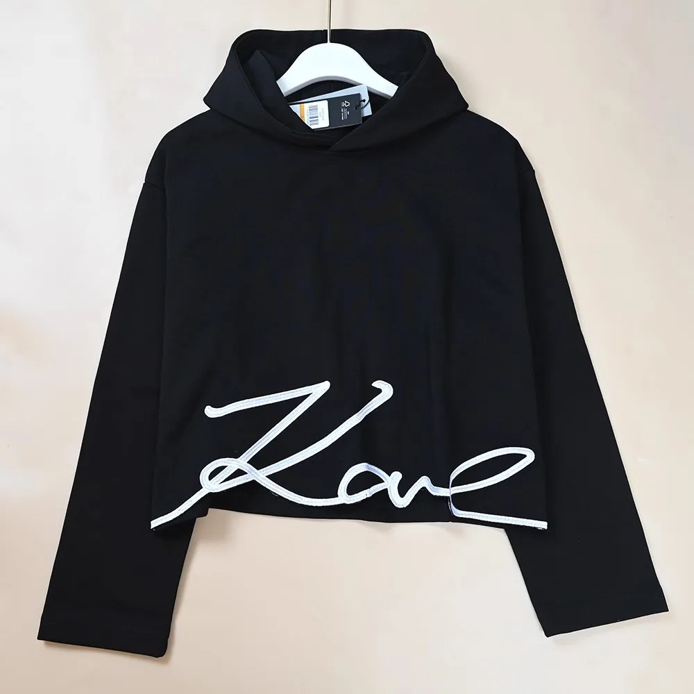 سترة بقلنسوة من القطن المطرز بأحرف متوسطة من Ker American Sle للسيدات، سترة بقلنسوة طويلة ومريحة