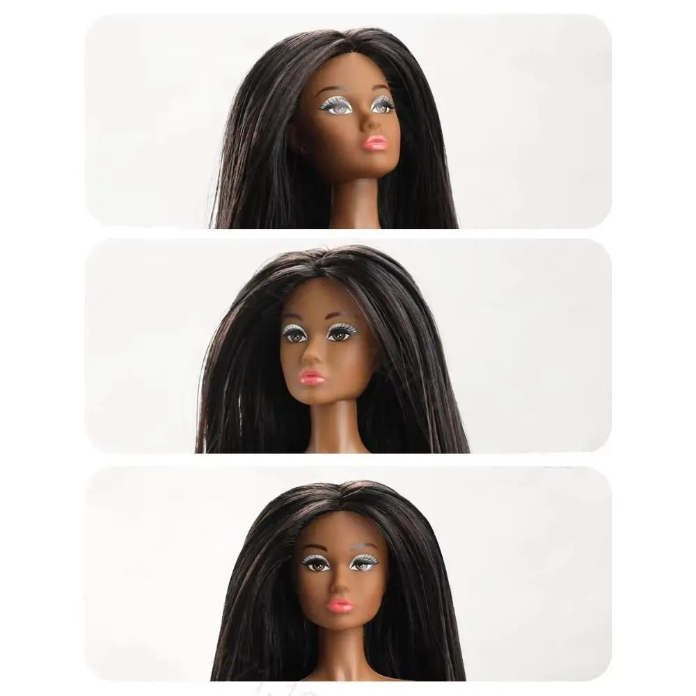 Girls European Supermodel Nude Curly Hair Dress Up 1/6 Model Dark Skin 32cm Action Figure Body DIY
