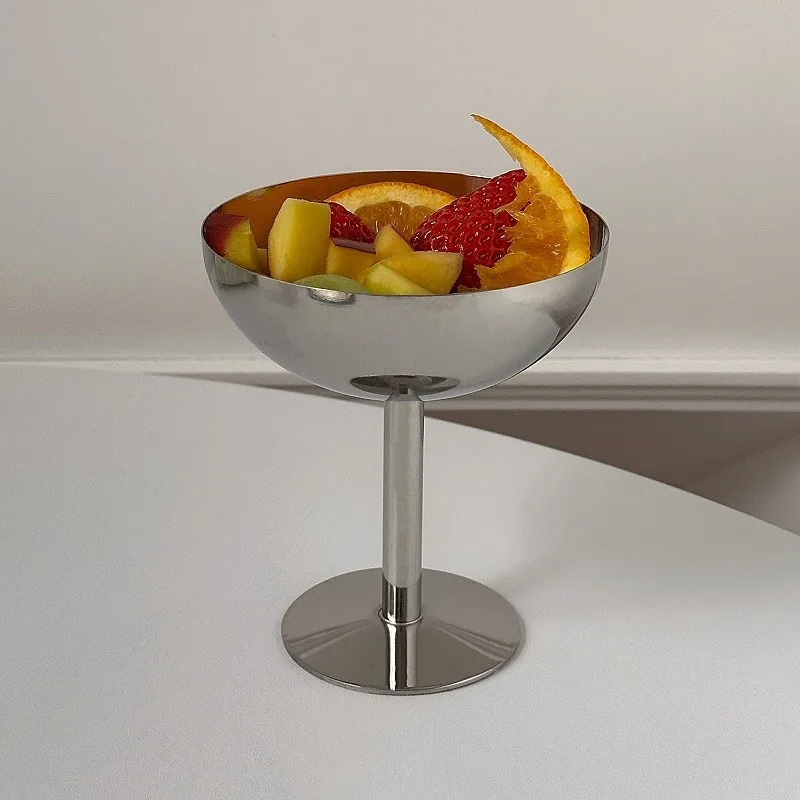 Ins Style Stainless Steel Stemware, Multi-Purpose Cocktail Cup & Ice Cream Bowl, 304 Metal for Blogger Shots