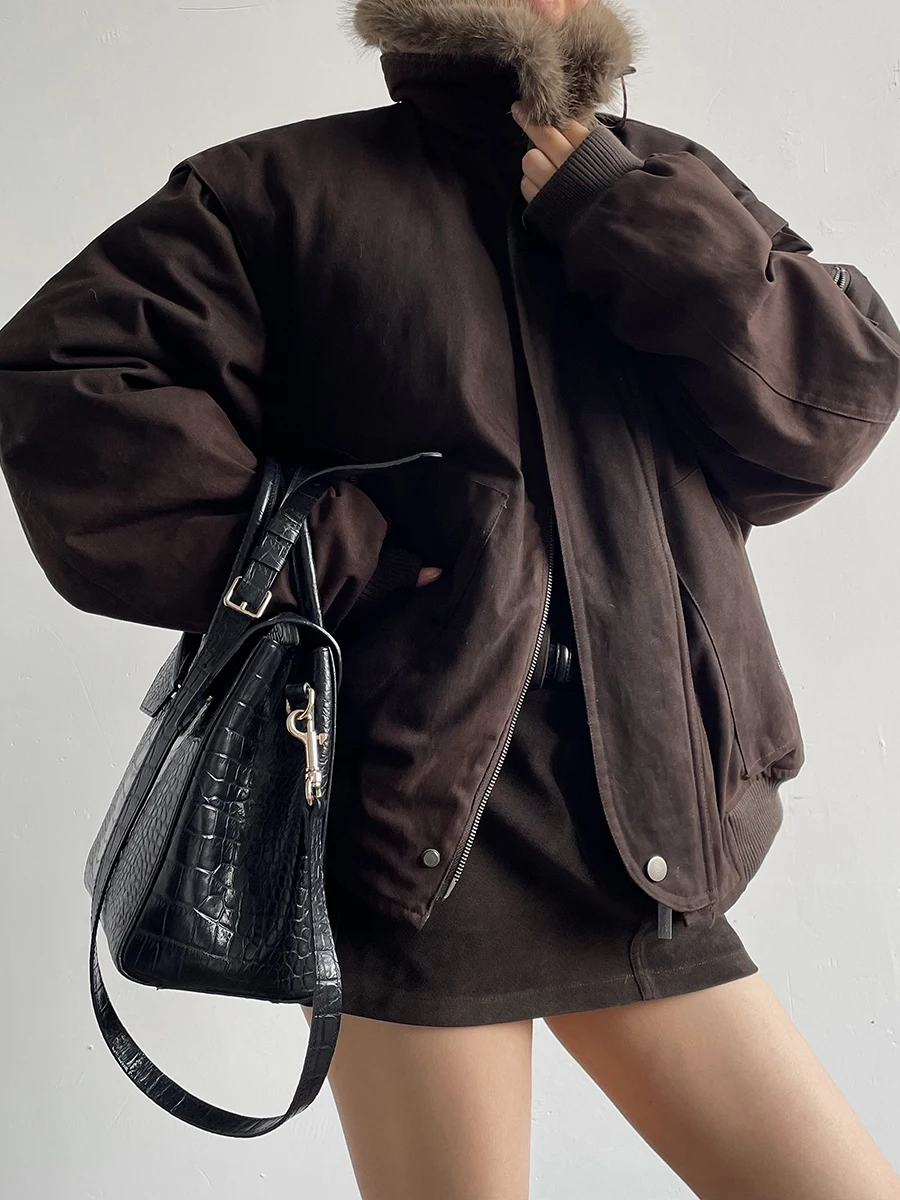 

Зимнее женское пальто AcupStudio Jiangyou: утепленное, белое, с пуховым наполнителем, стеганое, с меховым воротником, для улицы