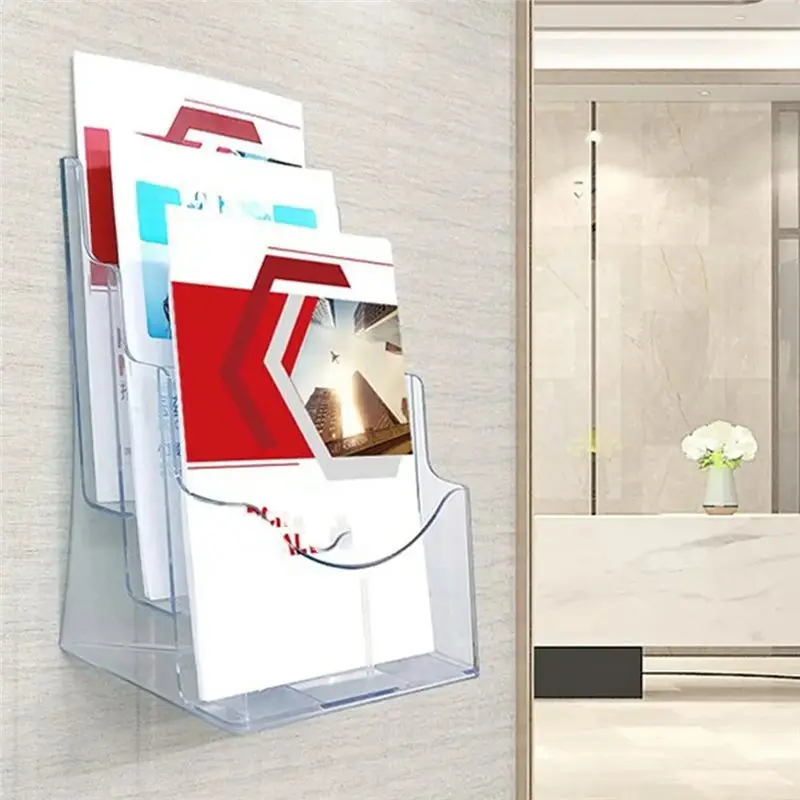 X64A-A5 Acrylic Brochure Display Stand Rack Flyer Holder Magazine Organizer For Stationery& Office Supplies