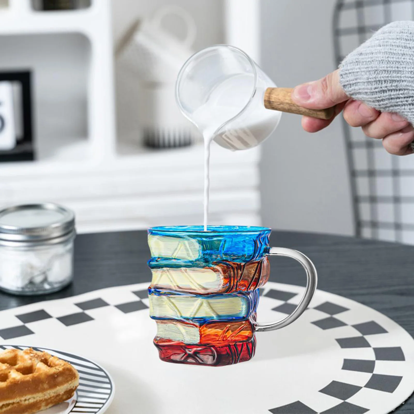 Painted Book Mug Glass Coffee Mugs Creative 3D Colored Glass Book Coffee Mug for Readers Writers and Librarians