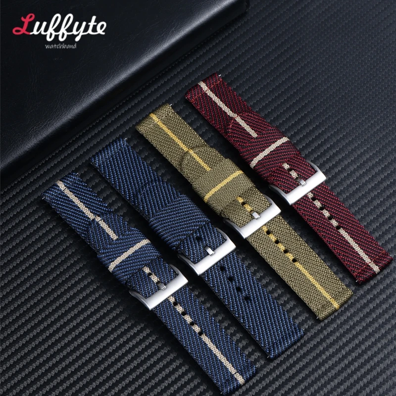 Multicolor  Nylon Watch Strap 20mm 22mm Striped Replace Watch Accessories for Man Women