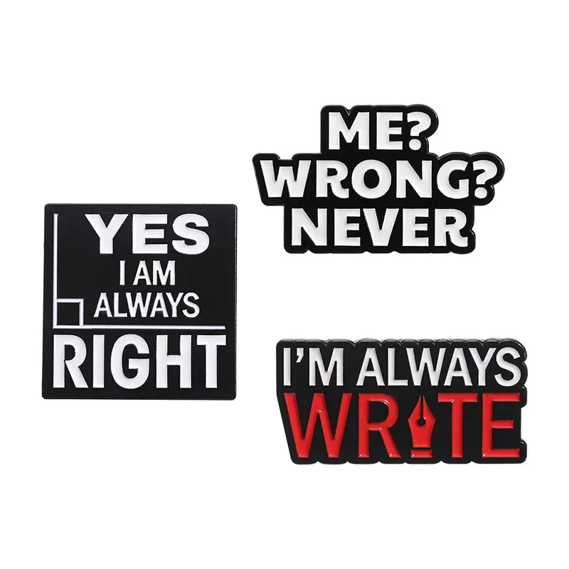 Creative English Short Sentences Badges Personalized Letter Designs Metal Accessories Brooches Fun Necklaces Women's Brooches
