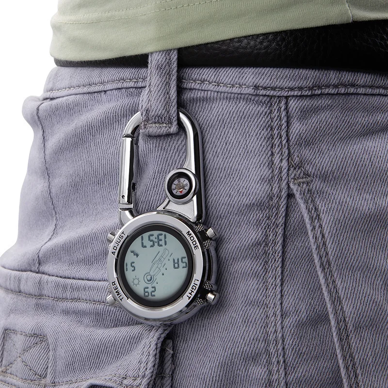 

1 pc Carabiner watch Multifunctional electronic pocket watch Waist watch Pocket watch Luminous outdoor sports backpack watch