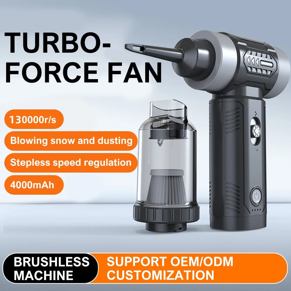 130000RPM Handheld Mini Turbo Jet Fan Air Blower Vacuum Dust Cleaner Type-C Charging Strong Winds 45m/s Brushless Turbo Jet Blow