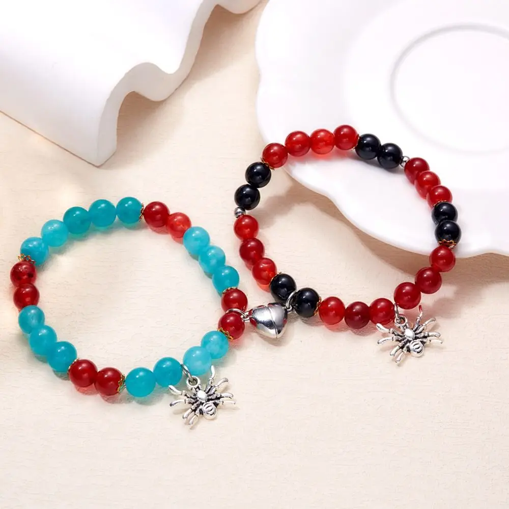 Romantic Aesthetic Gothic Spider Couple Bracelets Spider Animal Beaded Bracelet Creative Magnetic Couple Bracelets Women