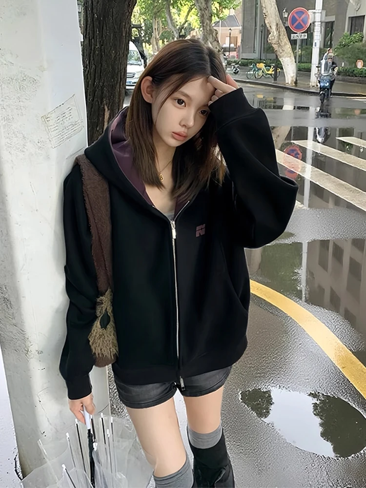 

Толстовка с вышивкой в американском стиле, мужская повседневная универсальная толстовка на двойной молнии для пар, осенний модный открытый кардиган Jaet