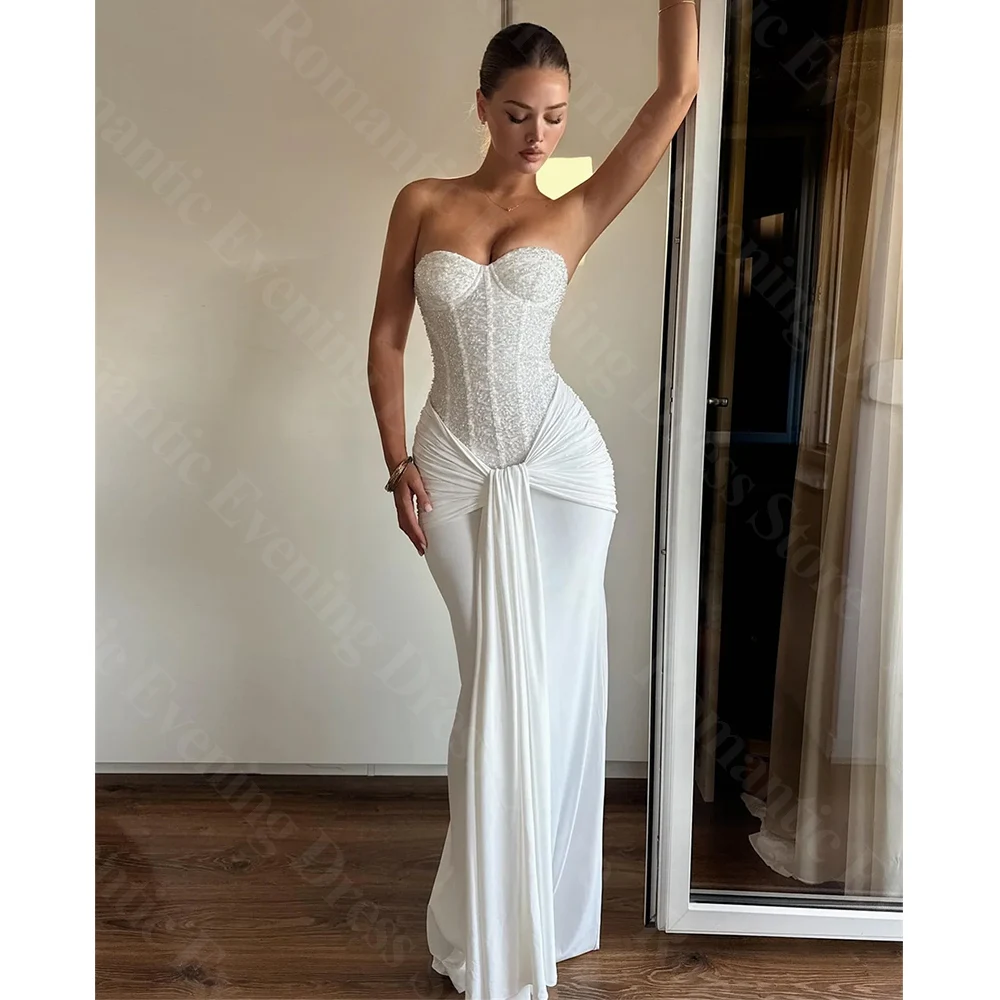 Romantic Customized Elegant Long Beaded Mermaid Wedding Dresses Floor-Length Brides Dress Women Vestidos De Novias Gowns 2025