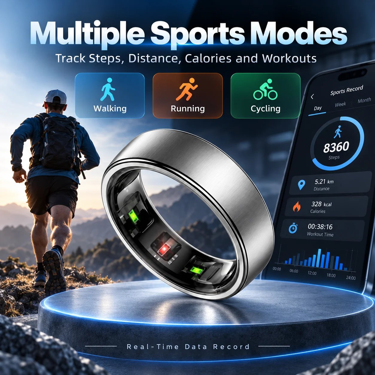 Smart Ring Fitness Tracker 5AT - Smart Ring Step Calorie Fitness Monitor recension och pris