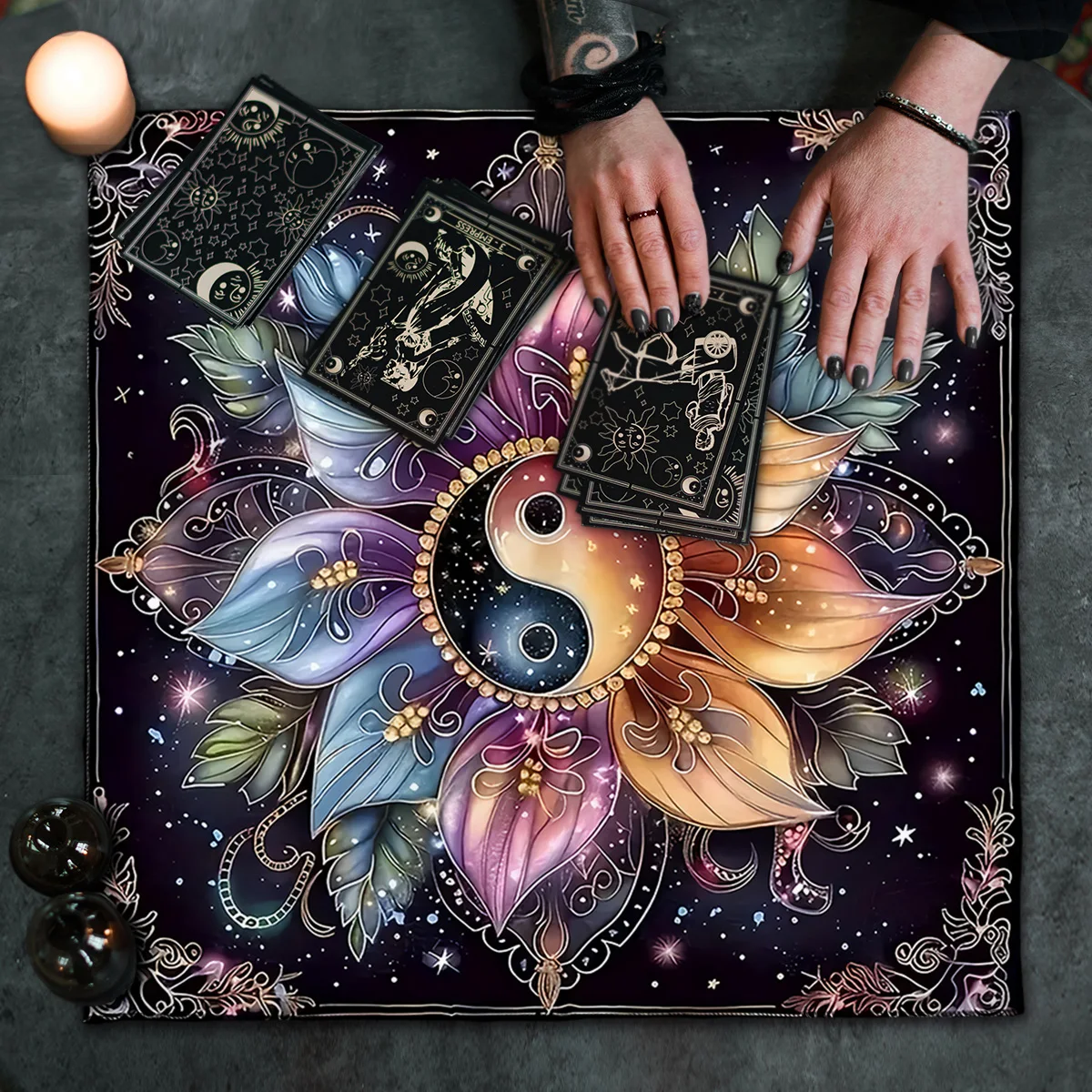 Floral Starry Tarot Tablecloth Talobu For Divination Altar Cloth Spread Out Tarot Card Reading Cloth Oracle Card Mat