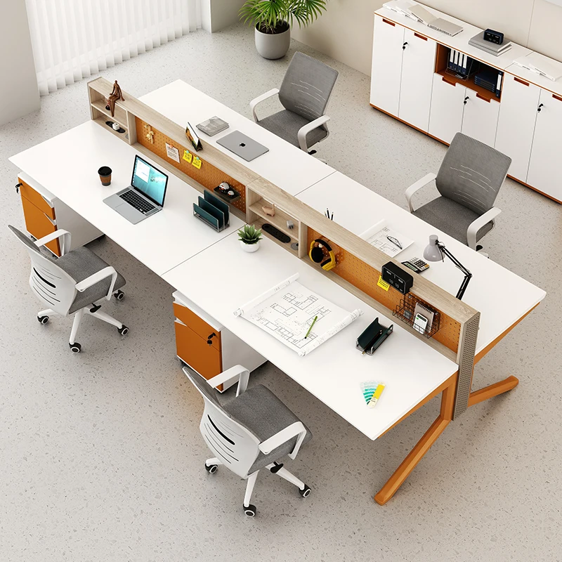 

Hole board computer office desk and chair combination staff screen 24 four people simple modern card seat