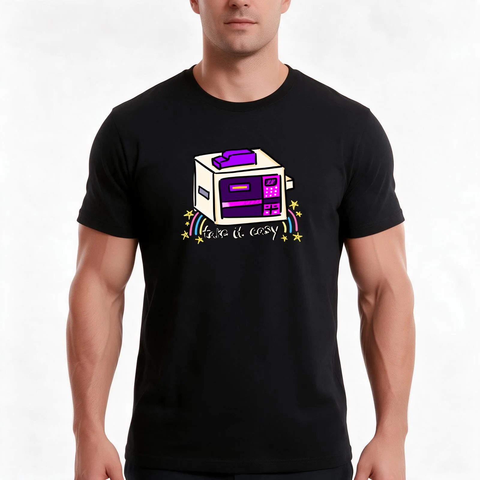 Take It Easy Bake Oven T-Shirt, Summer Casual Cotton Tee, Oversized Streetwear Tops, Vintage Graphic Print, Unisex Men Women
