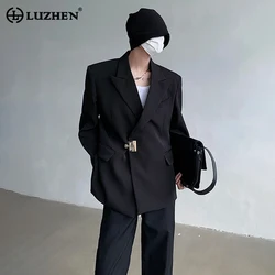 LUZHEN 2024 Autumn New Stylish Metal Buckle Decorate Design Suit Jackets Men's Trendy Elegant Korean Original Blazer Coat LZ2044