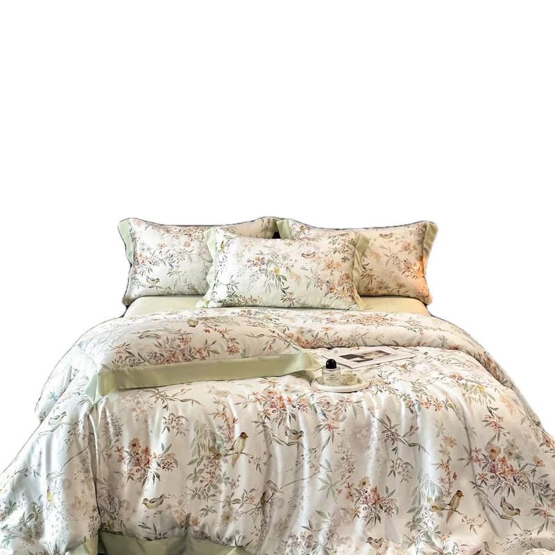 Bloemen Botanische Prints Luxe Beddengoed Set Lyocell Eucalyptus Vezel Zacht Zijdeachtig Dekbedovertrek Plat/Ingericht Laken Kussensloop 4 Stuks - afbeelding 2