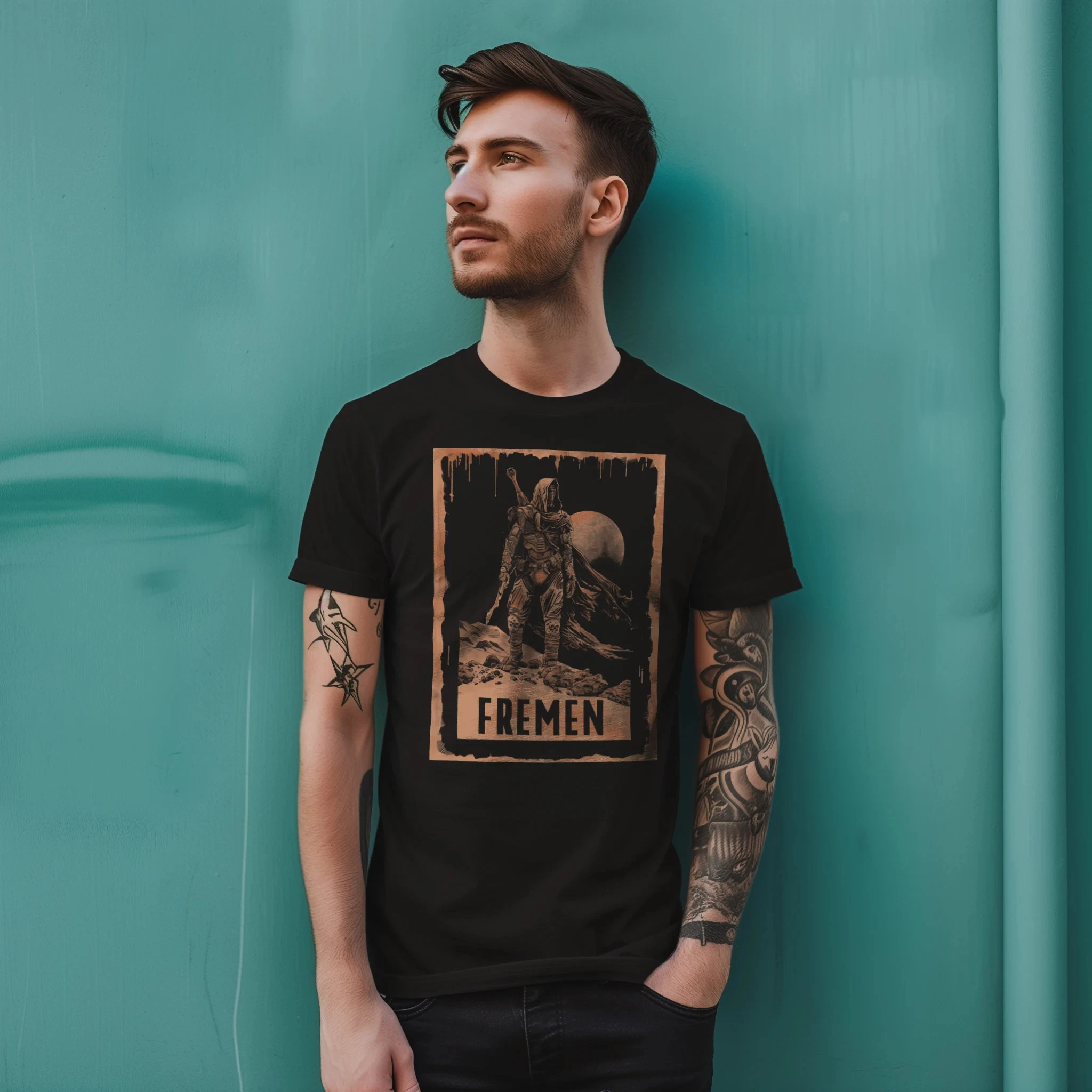 القوطية نمط فريمن الحارس المحملة الكثبان الرملية Arrakis الصحراء الصيف الرجال والنساء فضفاضة وتنفس تي شيرت #1